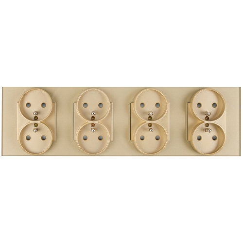 Viervoudig Glazen Mat Stopcontact Met Aardpen Goud Viervoudig Afdekraam En 4 X Stopcontact MIUUN