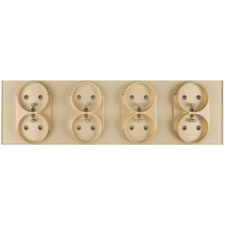 Viervoudig Glazen Mat Stopcontact Met Aardpen Goud Viervoudig Afdekraam En 4 X Stopcontact MIUUN