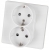 Dubbel Schuko-Stopcontact Wit Met Randaarde Zonder Aardpen Set Met PVC-Afdekraam MIUUN