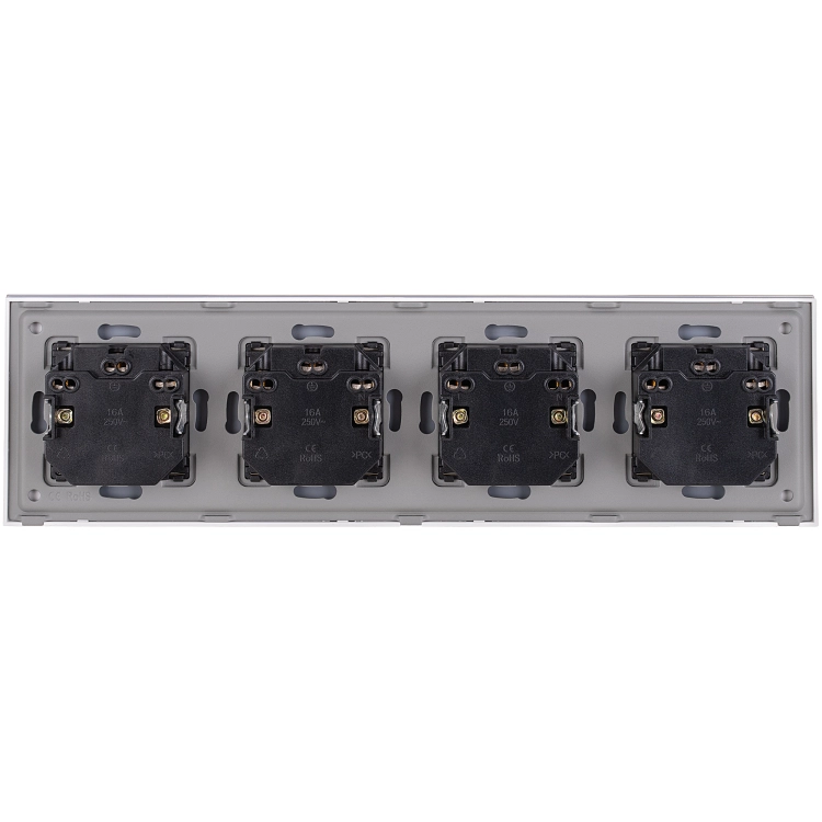 Viervoudig Glazen Mat Stopcontact Met Aardpen Goud Viervoudig Afdekraam En 4 X Stopcontact MIUUN