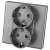 Dubbel Schuko-Stopcontact Grijs Met Randaarde Zonder Aardpen Set Met PVC-Afdekraam MIUUN