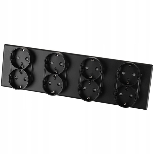 Viervoudig Schuko-Stopcontact Zwart PVC-Afdekraam Viervoudig En 4 X Stopcontact