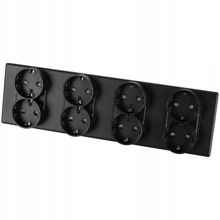 Viervoudig Schuko-Stopcontact Zwart PVC-Afdekraam Viervoudig En 4 X Stopcontact