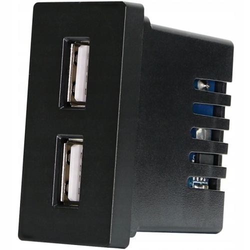 Module Dubbel USB-Laadstopcontact 2.4A Zwart Voor Afdekramen MIUUN