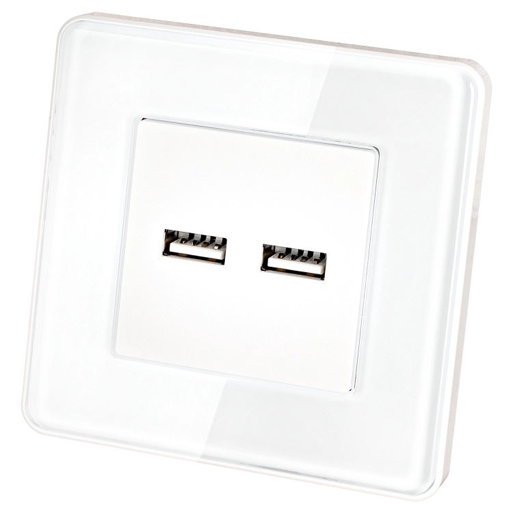 Dubbele USB-Lader 3.1A Wit Set Met Glazen Afdekraam Hoogglans MIUUN