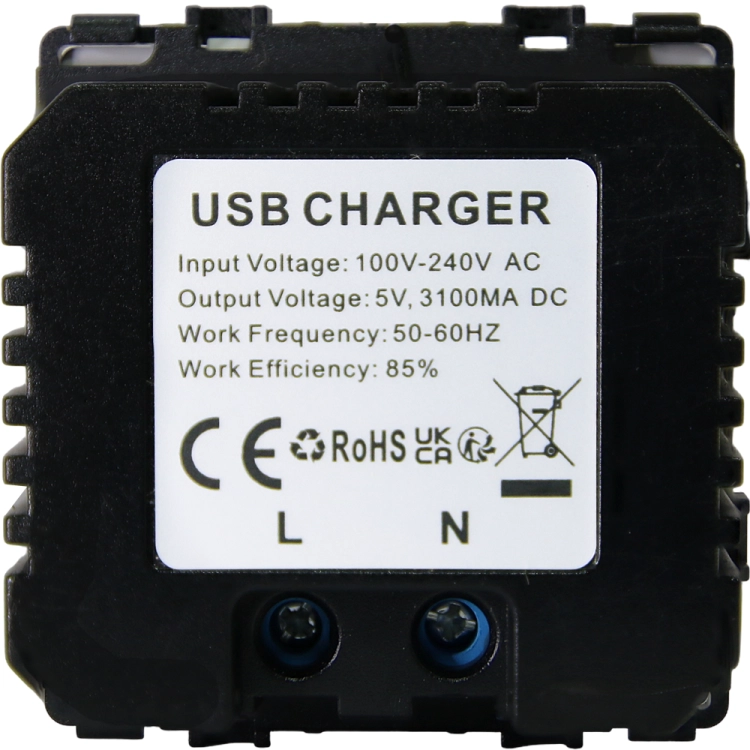 Dubbele USB-Lader 3.1A Wit Set Met Glazen Afdekraam Hoogglans MIUUN