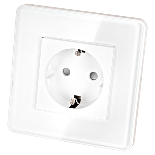 Stopcontact Glas Hoogglans Schuko Met Randaarde Zonder Aardpen Wit MIUUN