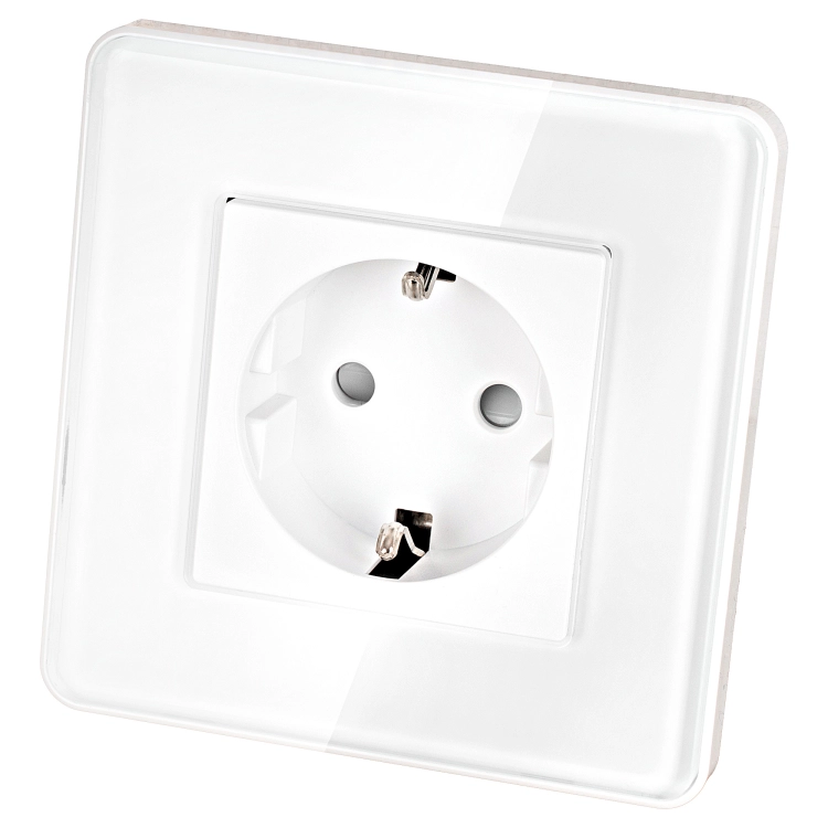 Stopcontact Glas Hoogglans Schuko Met Randaarde Zonder Aardpen Wit MIUUN