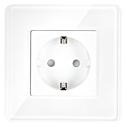 Stopcontact Glas Hoogglans Schuko Met Randaarde Zonder Aardpen Wit MIUUN