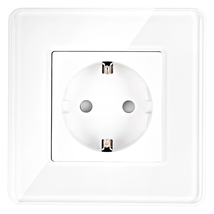 Stopcontact Glas Hoogglans Schuko Met Randaarde Zonder Aardpen Wit MIUUN