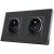 Dubbel Glazen Stopcontact Zwart Set Tweevoudig Afdekraam En 2 X Enkel Stopcontact Met Aardpen