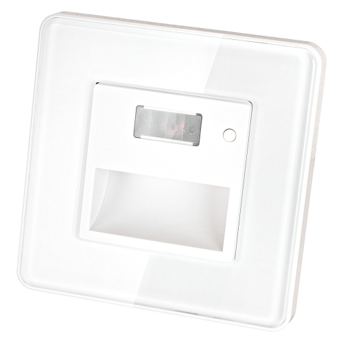 LED-Vloerlamp Met Bewegingsmelder Wit Met Glazen Afdekraam Hoogglans MIUUN
