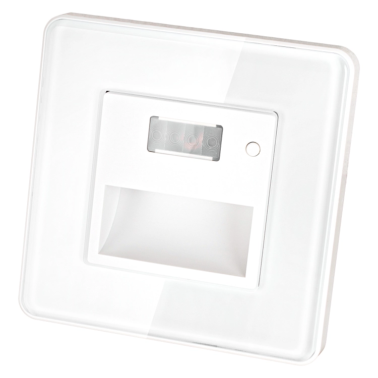 LED-Vloerlamp Met Bewegingsmelder Wit Met Glazen Afdekraam Hoogglans MIUUN