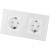 Glazen Dubbel Schuko-Stopcontact Wit Tweevoudig Afdekraam En 2 X Stopcontact