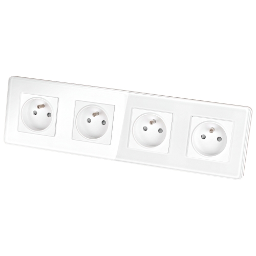 Viervoudig Glazen Hoogglans Stopcontact Wit Viervoudig Afdekraam En 4 X Stopcontact MIUUN