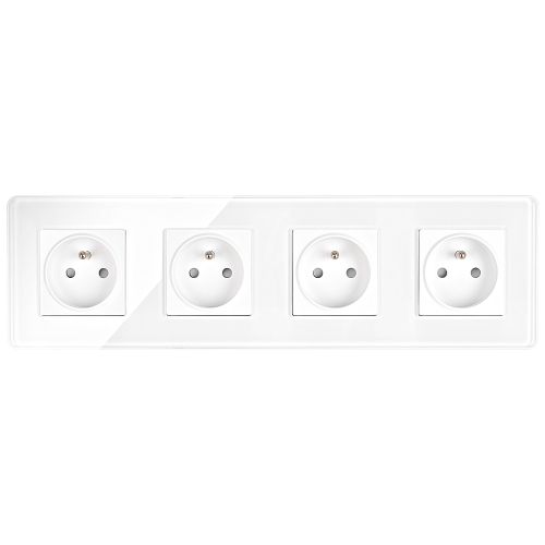 Viervoudig Glazen Hoogglans Stopcontact Wit Viervoudig Afdekraam En 4 X Stopcontact MIUUN