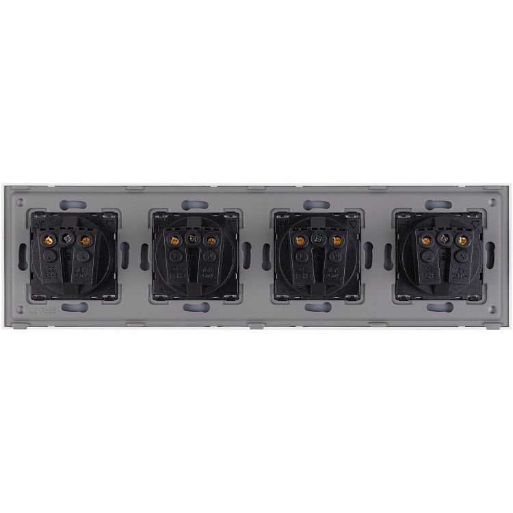 Viervoudig Glazen Hoogglans Stopcontact Wit Viervoudig Afdekraam En 4 X Stopcontact MIUUN