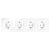 Viervoudig Glazen Hoogglans Schuko-Stopcontact Wit Viervoudig Afdekraam En 4 X Stopcontact