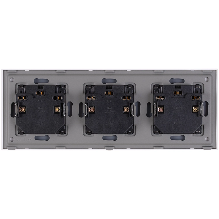 Drievoudig Glazen Hoogglans Stopcontact Wit Drievoudig Afdekraam En 3 X Stopcontact MIUUN