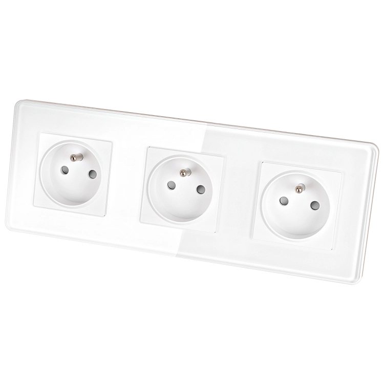 Drievoudig Glazen Hoogglans Stopcontact Wit Drievoudig Afdekraam En 3 X Stopcontact MIUUN