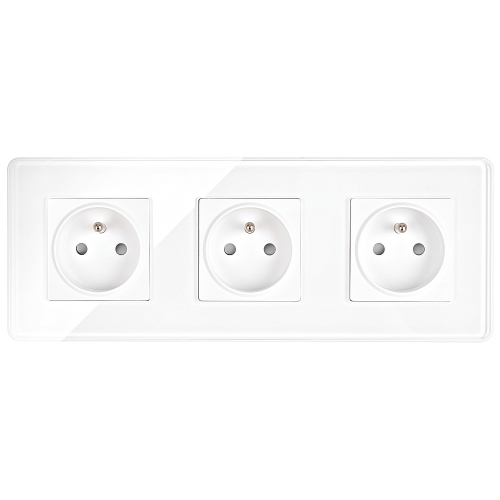 Drievoudig Glazen Hoogglans Stopcontact Wit Drievoudig Afdekraam En 3 X Stopcontact MIUUN
