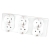 Drievoudig Glazen Hoogglans Stopcontact Wit Schuko Drievoudig Afdekraam En 3 X Stopcontact