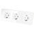 Drievoudig Glazen Hoogglans Stopcontact Wit Schuko Drievoudig Afdekraam En 3 X Stopcontact