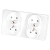Viervoudig Glazen Hoogglans Stopcontact Wit En Tweevoudig Afdekraam 2 X Stopcontact MIUUN