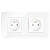 Dubbel Glazen Hoogglans Stopcontact Wit En Tweevoudig Afdekraam 2 X Stopcontact MIUUN