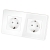 Dubbel Glazen Hoogglans Schuko-Stopcontact Wit En Tweevoudig Afdekraam 2 X Stopcontact
