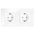 Dubbel Glazen Hoogglans Schuko-Stopcontact Wit En Tweevoudig Afdekraam 2 X Stopcontact