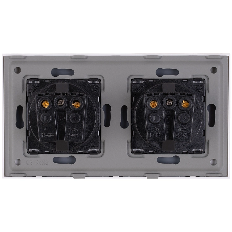 Dubbel Glazen Hoogglans Schuko-Stopcontact Wit En Tweevoudig Afdekraam 2 X Stopcontact