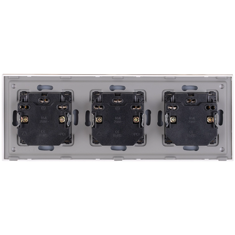 Drievoudig Stopcontact Glas Glans Grijs Drievoudig Afdekraam En 3 X Stopcontact MIUUN