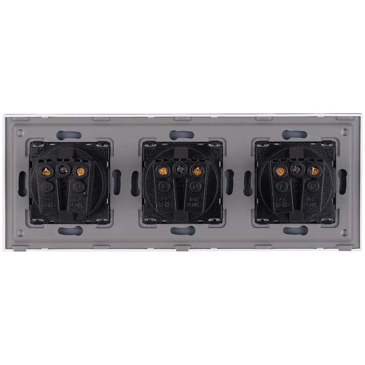 Drievoudig Stopcontact Glas Glans Grijs Drievoudig Afdekraam En 3 X Stopcontact MIUUN