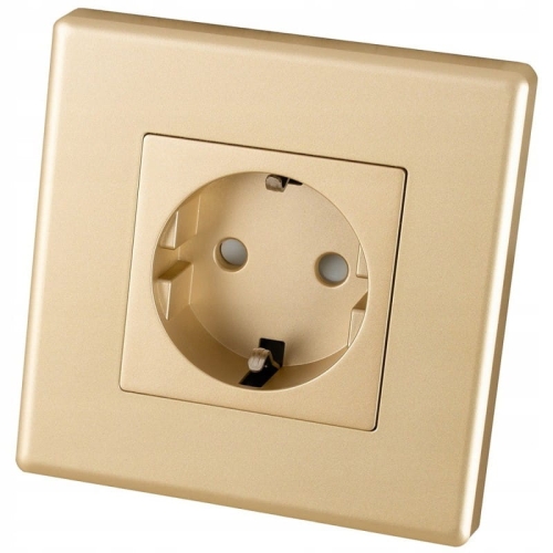 Schuko-Stopcontact Met Aarding Zonder Aardpen Goud Set Met Kunststof Afdekraam MIUUN