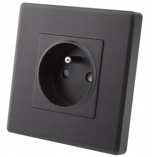 Stopcontact Zwart Met Aardpen En Aarding Set Met PVC-Afdekraam