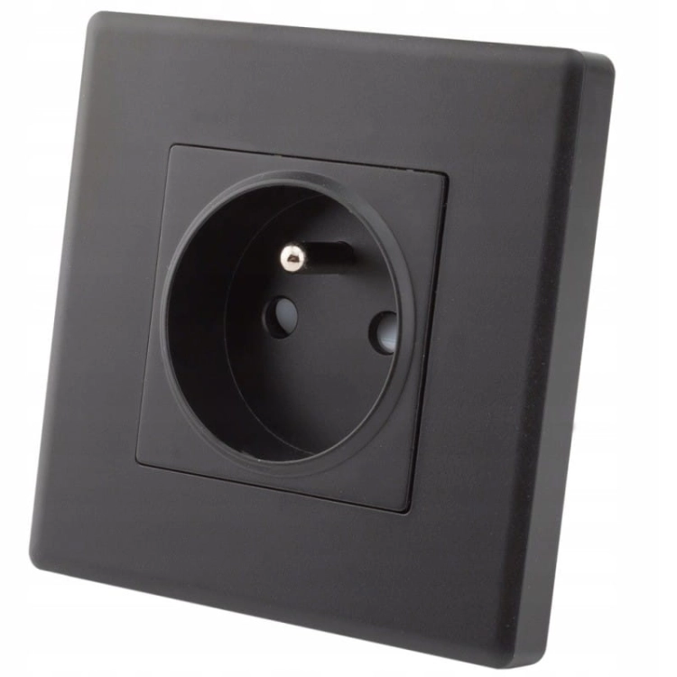 Stopcontact Zwart Met Aardpen En Aarding Set Met PVC-Afdekraam