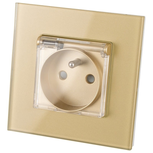 Badkamerstopcontact Met Klep Glas Goud MIUUN