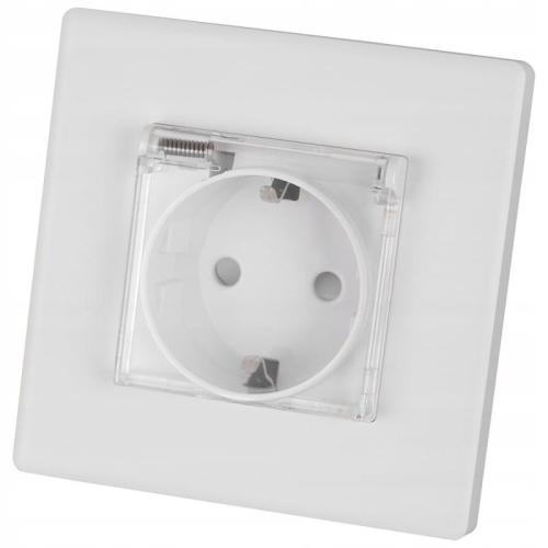Schuko-Stopcontact Wit Met Klep Voor Badkamer Met Randaarde Zonder Aardpen Set Met PVC-Afdekraam MIUUN