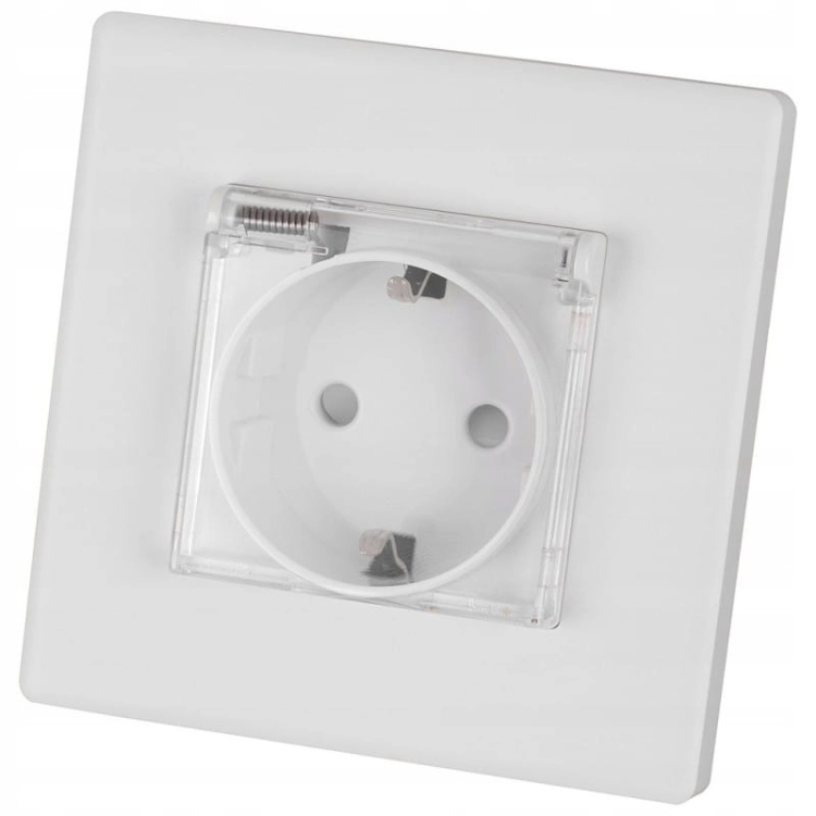 Schuko-Stopcontact Wit Met Klep Voor Badkamer Met Randaarde Zonder Aardpen Set Met PVC-Afdekraam MIUUN