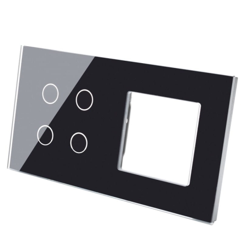 Afdekraam Touchpaneel Tweevoudig 4+S Glas Zwart