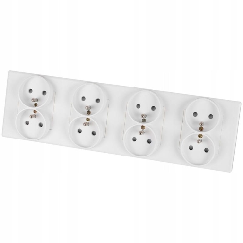 Viervoudig Stopcontact Wit Met Aardpen Set PVC Viervoudig Afdekraam 4 X Dubbel Stopcontact MIUUN