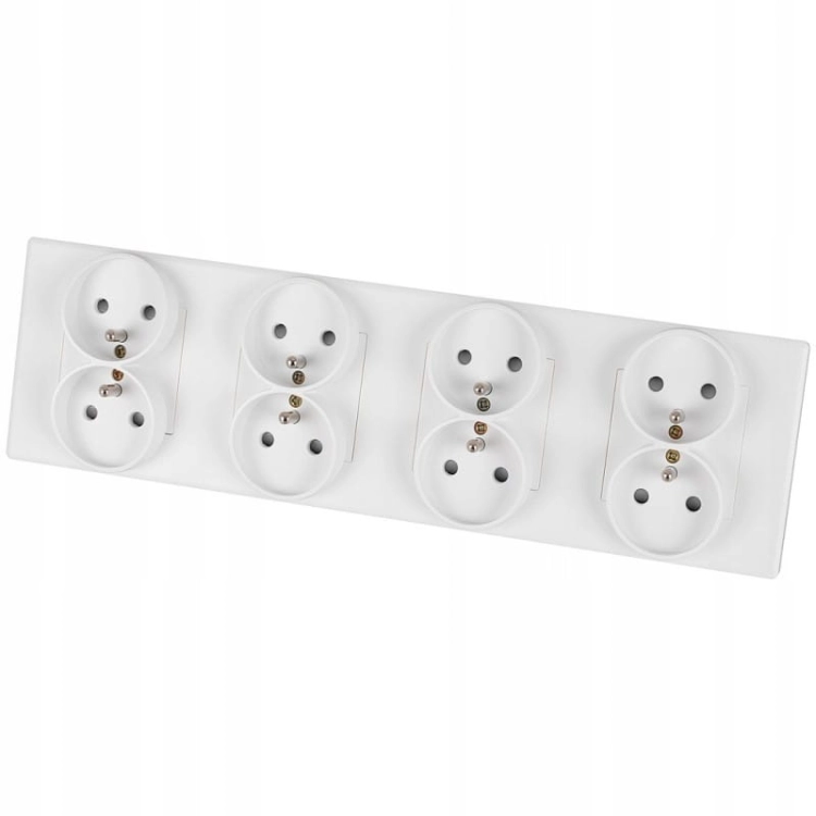 Viervoudig Stopcontact Wit Met Aardpen Set PVC Viervoudig Afdekraam 4 X Dubbel Stopcontact MIUUN