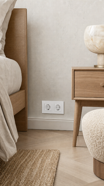 Glazen Dubbel Schuko-Stopcontact Wit Tweevoudig Afdekraam En 2 X Stopcontact