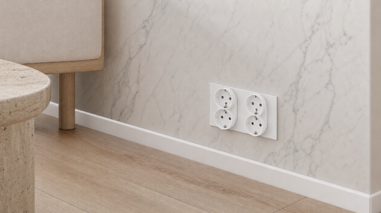 Dubbel Viervoudig Schuko-Stopcontact Glas Wit Tweevoudig Afdekraam