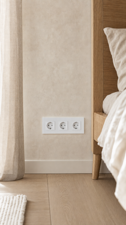 Drievoudig Schuko-Stopcontact Glas Wit Drievoudig Afdekraam En 3 X Stopcontact