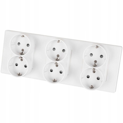 Drievoudig Schuko-Stopcontact Wit PVC-Afdekraam Drievoudig En 3 X Stopcontact
