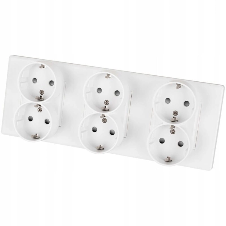 Drievoudig Schuko-Stopcontact Wit PVC-Afdekraam Drievoudig En 3 X Stopcontact