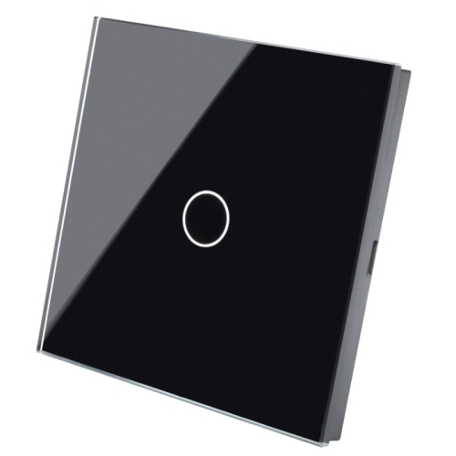 Afdekraam Touchpaneel Enkelvoudig Glas Zwart Voor Module Enkele Schakelaar