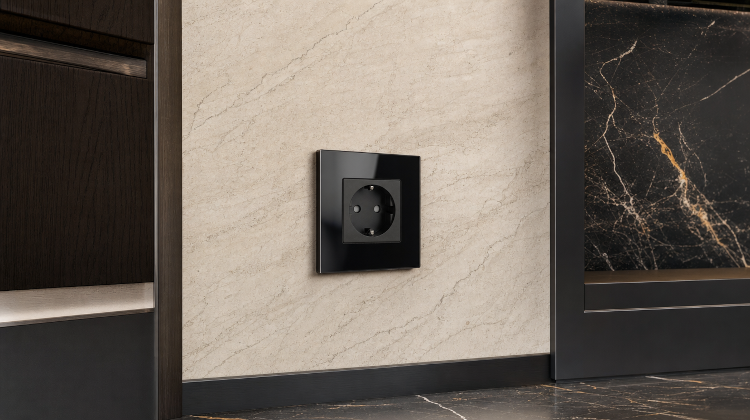 Schuko-Stopcontact Met Randaarde Zonder Aardpen Glas Zwart MIUUN